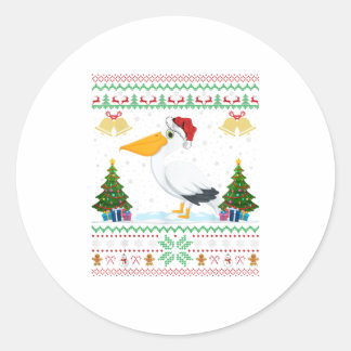 Sticker Rond Gig Pelican Bird Amant Xmas