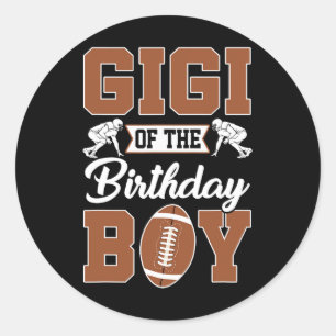 Sticker Rond Gigi De L'Anniversaire Garçon Football Party Famil