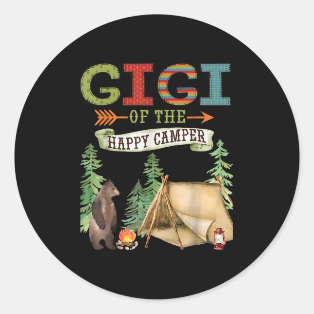 Sticker Rond Gigi Of The Happy Camper First Birthday Camng  (Devant)