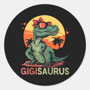 Sticker Rond Gigisaurus Dino Dinosaur Gigi-saurus T-rex Funny T