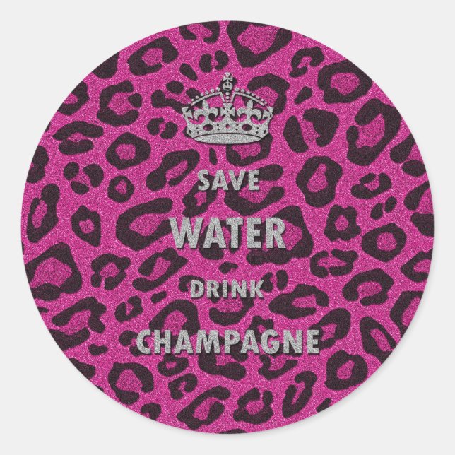 Sticker Rond Gilry chic Sauvez de l'eau boisson champagne blanc (Devant)