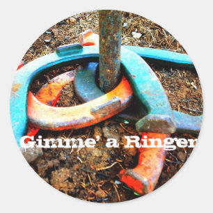 Sticker Rond Gimme' a Ringer Horseshoe Pitching Cadeaux