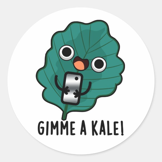 Sticker Rond Gimme Un Kale Funny Veggie Pun (Devant)