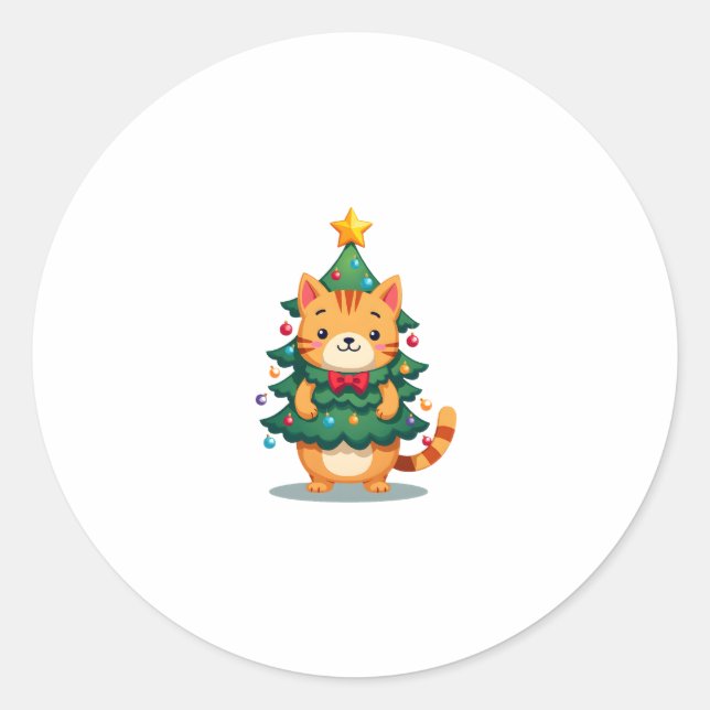 Sticker Rond Gingembre Chat Noël Arbre mou Noël 2 (Devant)