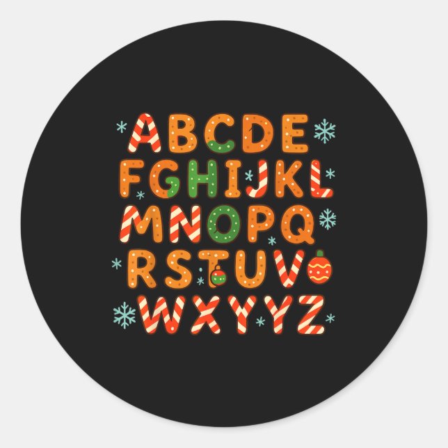 Sticker Rond Gingerbread Candy Cane Alphabet Christmas Letters  (Devant)