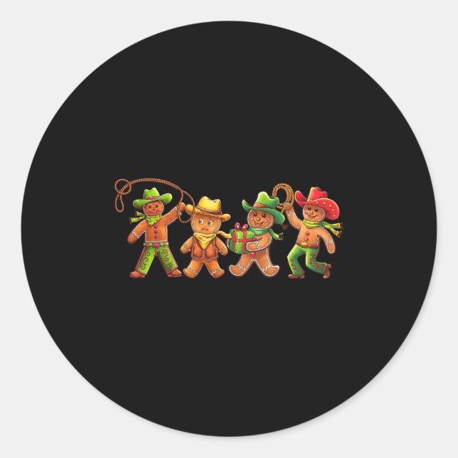 Sticker Rond Gingerbread Cowboy Christmas Cookie Baker Western  (Devant)