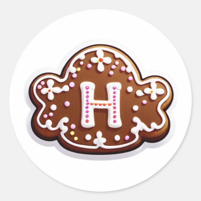 Sticker Rond Gingerbread H Monogram (Devant)