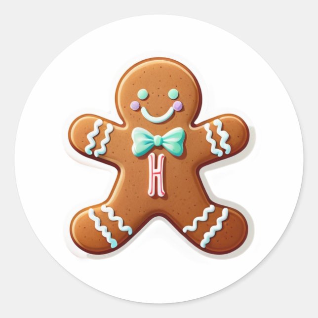 Sticker Rond Gingerbread H Monogram (Devant)