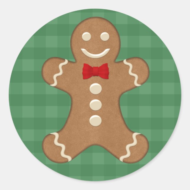 Sticker Rond Gingerbread Homme Cookie Holiday (Devant)