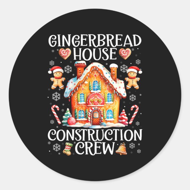 Sticker Rond Gingerbread House Construction Crew Baking Christm (Devant)