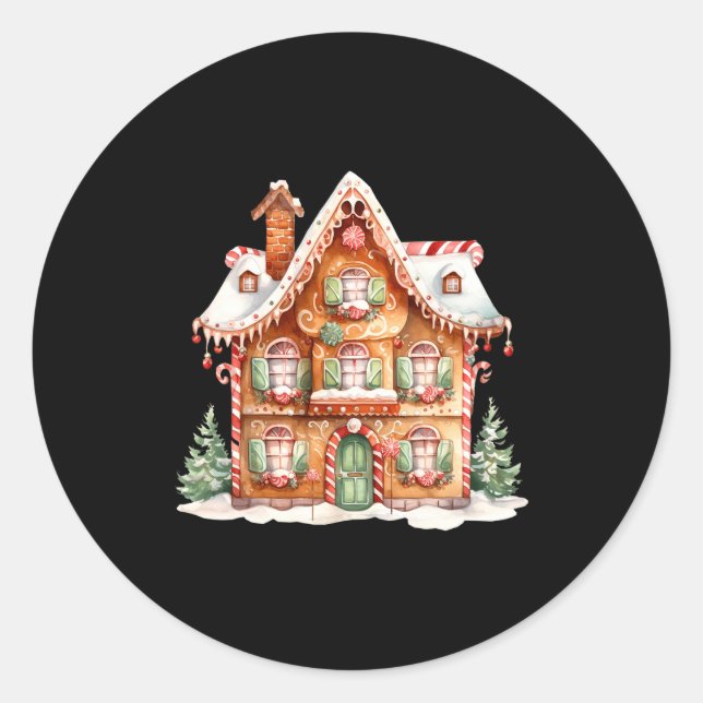 Sticker Rond Gingerbread House Long Sleeve  (Devant)