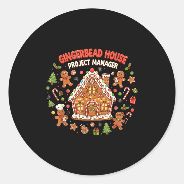 Sticker Rond Gingerbread House Project Manager Cookie Baking Fu (Devant)