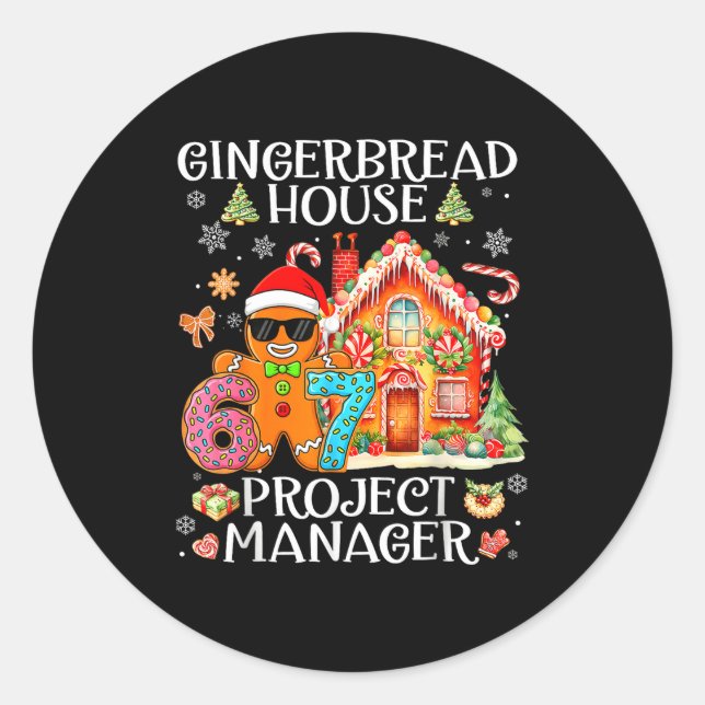 Sticker Rond Gingerbread House Project Manager Decorating Bakin (Devant)