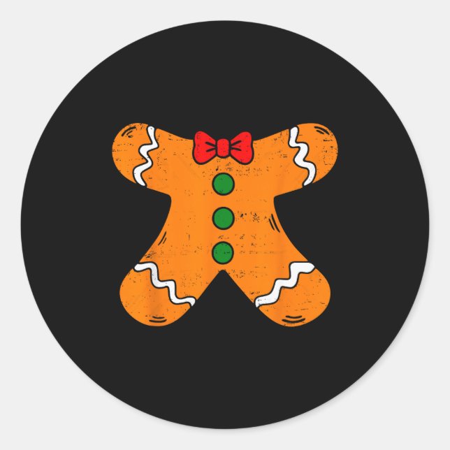 Sticker Rond Gingerbread Man Body Costume For Halloween Or Chri (Devant)