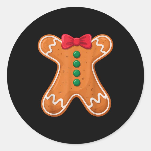 Sticker Rond Gingerbread Man Costume Funny For Halloween Christ (Devant)