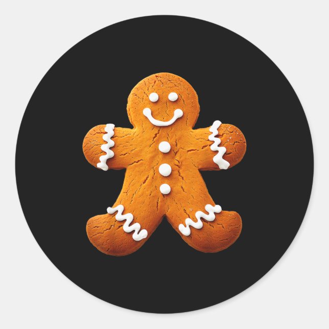 Sticker Rond Gingerbread Man Costume Funny Halloween Christmas  (Devant)