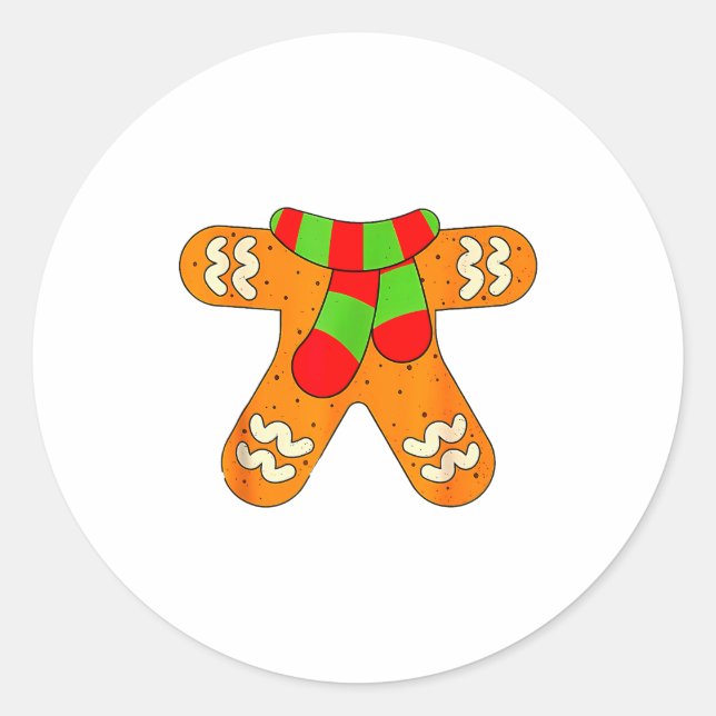 Sticker Rond Gingerbread Man Shirt Adult Kids Men Women Cookie  (Devant)