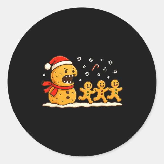 Sticker Rond Gingerbread Monster Chase Funny Christmas Cookie X (Devant)