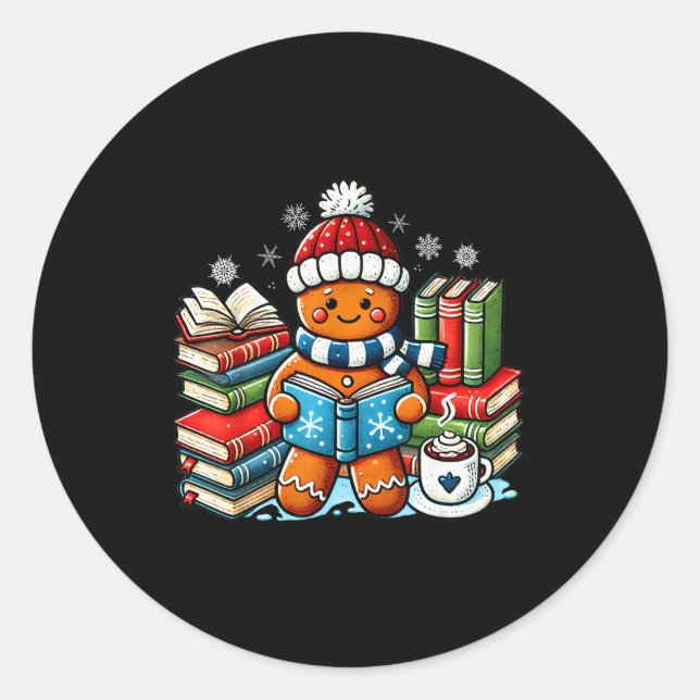 Sticker Rond Gingerbread Reading Teacher Bookish Library Kids U (Devant)