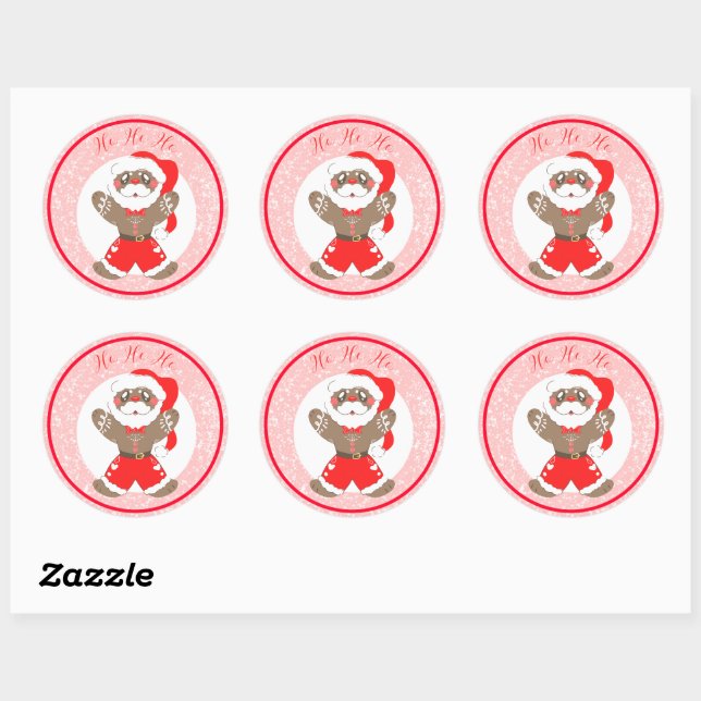 Sticker Rond Gingerbread Santa (Feuille)