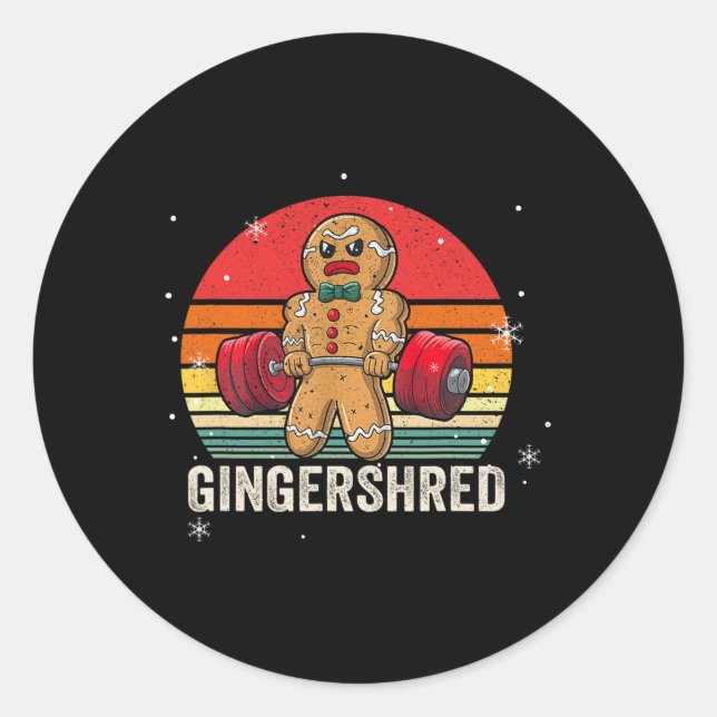 Sticker Rond Gingersher Funny Gingerbread Homme Gym Bodybuildin (Devant)