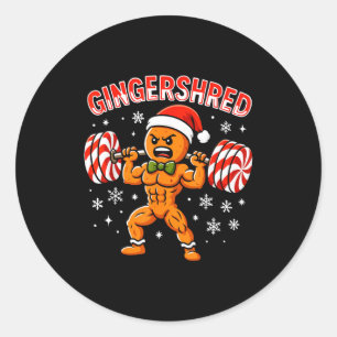 Sticker Rond Gingershred Drôle Homme En Pain D'Épice Gym Muscul