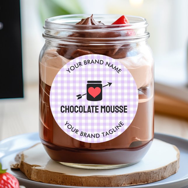 Sticker Rond Gingham Checks Purple Pattern Jar Label Business (Gingham Checks Purple Pattern Jar Label Business)