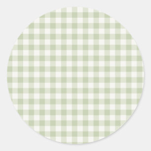 Sticker Rond Gingham Classique Début d'Automne   Olive Douce