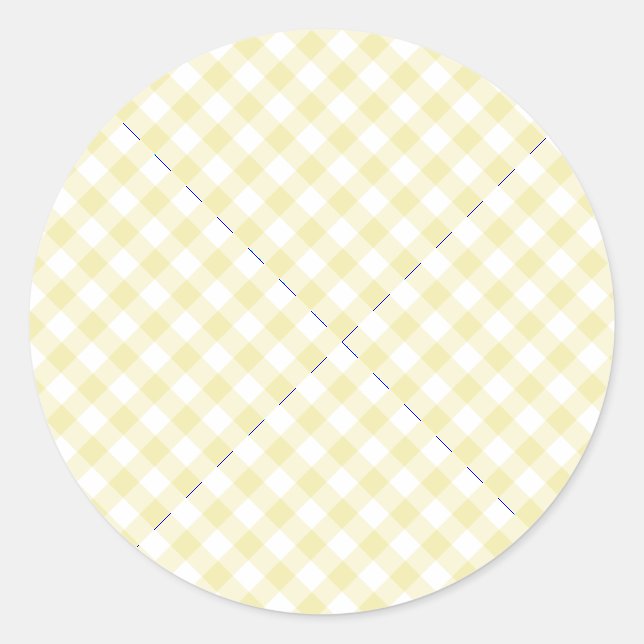 Sticker Rond Gingham Rétro Beurre Jaune (Devant)