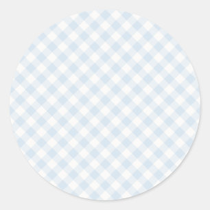 Sticker Rond Gingham Rétro Printemps   Bleu Poudre