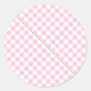 Sticker Rond Gingham Rétro Rose Clair