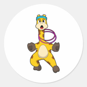 Sticker Rond Girafe à Fitness avec anneau à aile