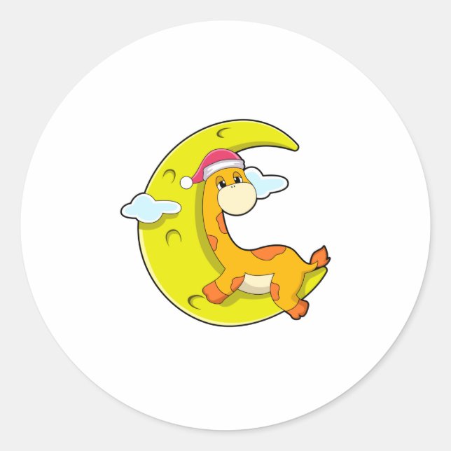 Sticker Rond Girafe au coucher de la lune (Devant)