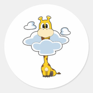 Sticker Rond Girafe aux nuages