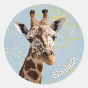 Sticker Rond Girafe avec le nom de la fille