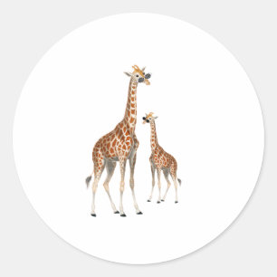 Sticker Rond Girafe avec lunettes de soleil Jungle Safari Anima