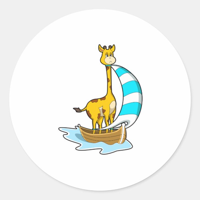 Sticker Rond Girafe avec voilier (Devant)