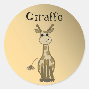 Sticker Rond Girafe de dessin animé