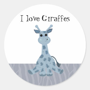 Sticker Rond Girafe de dessin animé avec citation
