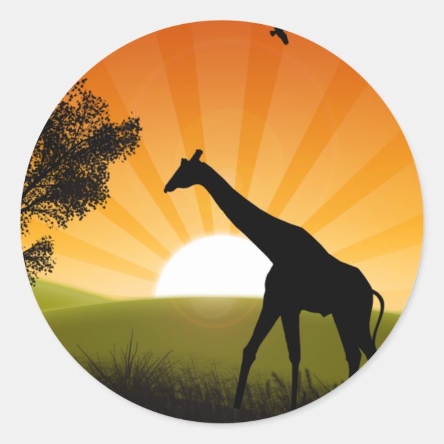 Sticker Rond Girafe En Mouvement (Devant)