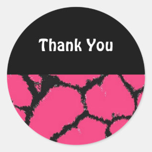 Sticker Rond Girafe motif rose chaud Merci