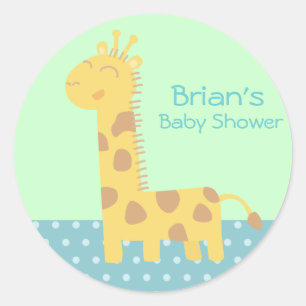 Sticker Rond Girafe souriante mignonne avec plancher à pois