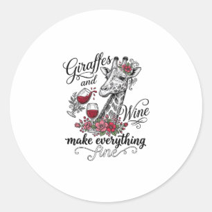 Sticker Rond Girafes Et Vin Gravure Vintage Design De T-Shirt_1