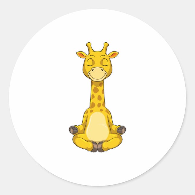 Sticker Rond Giraffe à la méditation de Yoga (Devant)