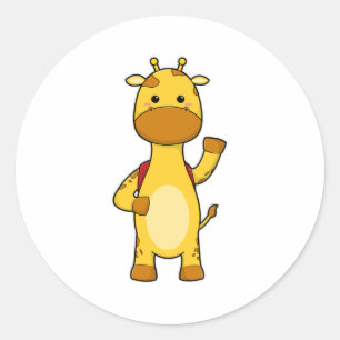 Sticker Rond Giraffe avec sac à dos