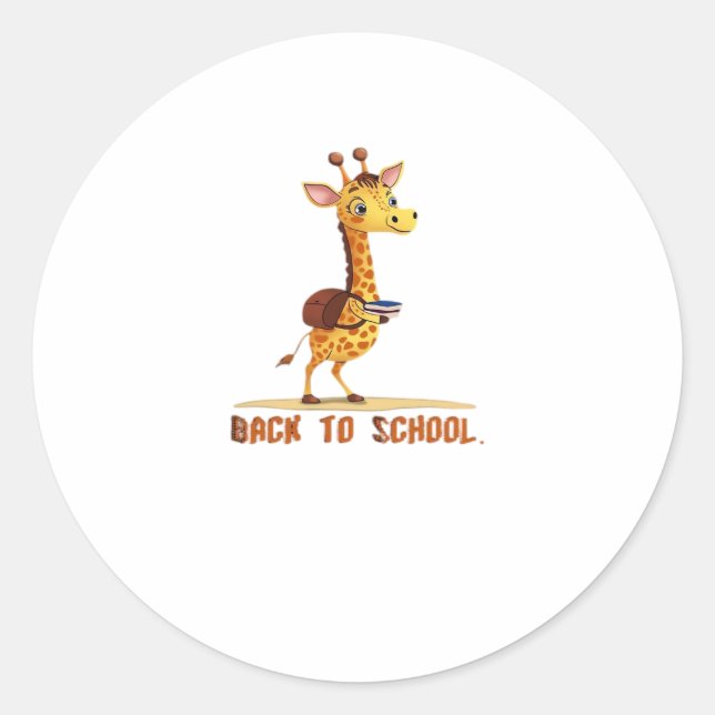 Sticker Rond Giraffe Back To School Classic T-Shirt (Devant)
