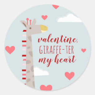 Sticker Rond Giraffe Coeur Valentine Pun