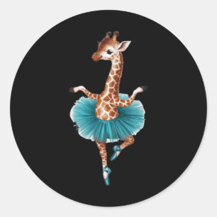 Sticker Rond Giraffe Cute Dans Un Tutu Dansant Comme Ballerina