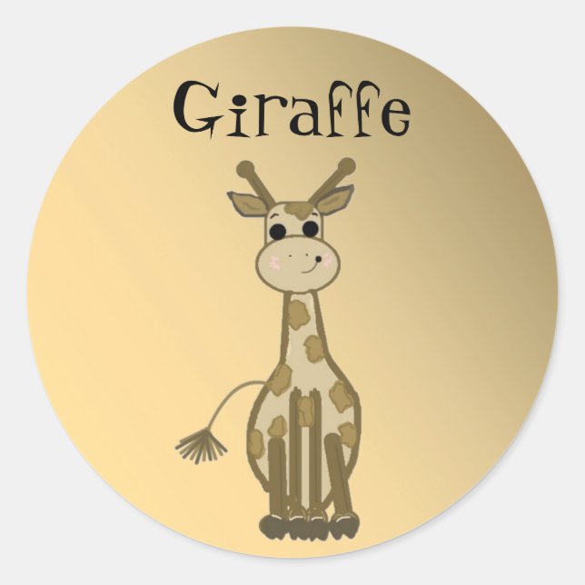 Sticker Rond Giraffe de dessin (Devant)