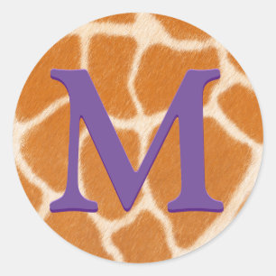 Sticker Rond Giraffe fourrure Poster de animal violet foncé Mon